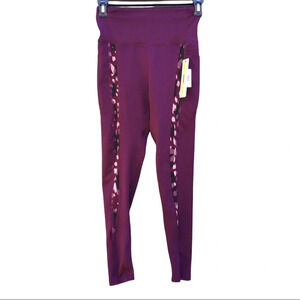 NWT Nicole Miller Sport Purple High Rise Skinny Athletic Workout Leggings Size S